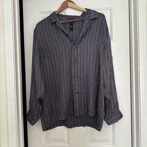 Alfani Dark Purple, Navy, Cream Dotted Silk Men’s Button Up Size M